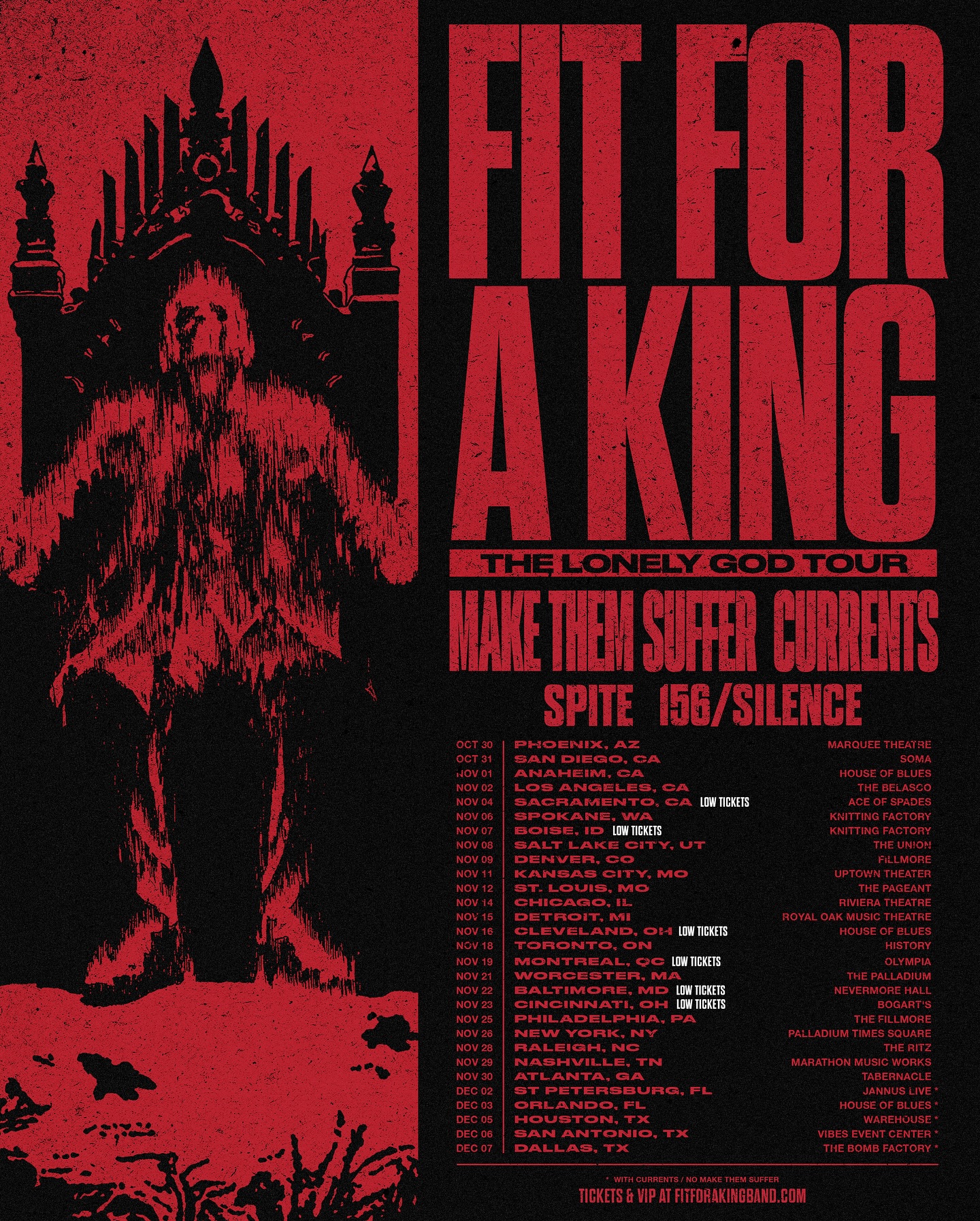Fit For A King The Lonely God Tour Poster 2025-2026